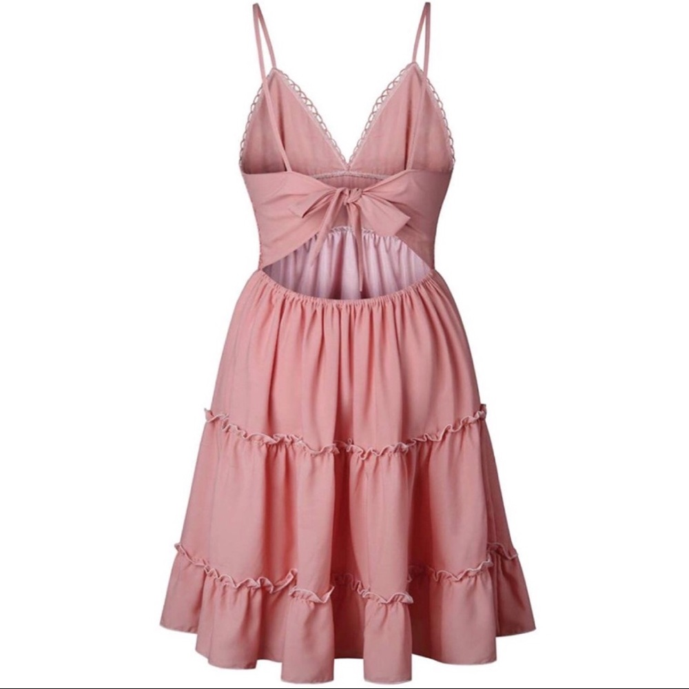 Blush Bow Knot Ruffle Mini Dress - Picture 4 of 5